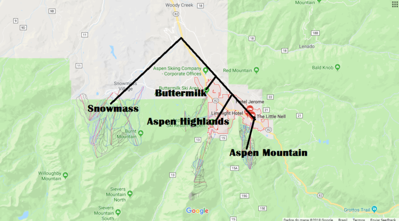 Mapa das montanhas de Aspen