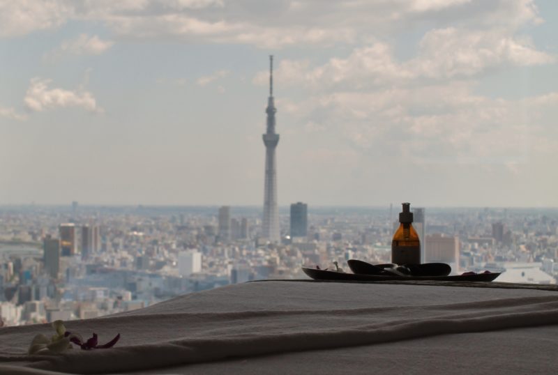 Vista para Tokyo Skytree do Spa do Mandarin Oriental, Tokyo
